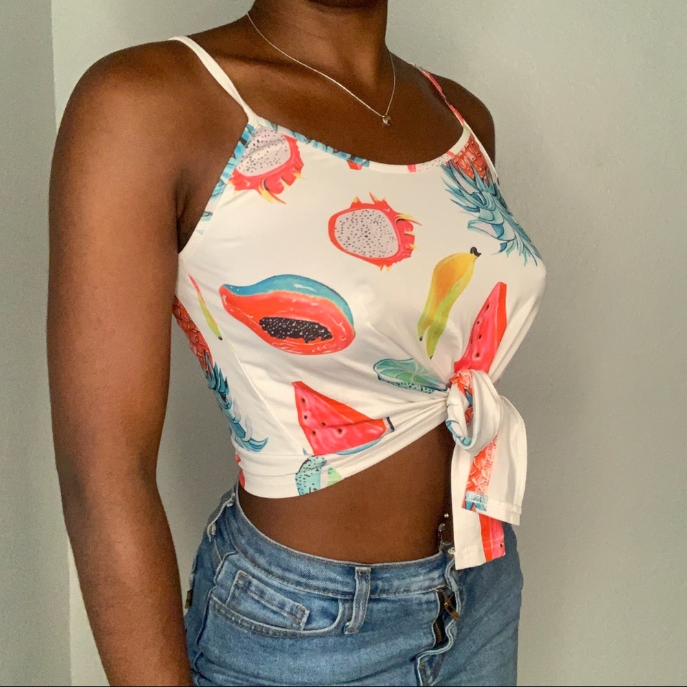 Fruit tie front crop top 🍉